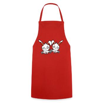 2 bunnies tired confused relaxed red dark circles - Cooking Apron - red - Front - AI Model Male 185 dark (185cm)