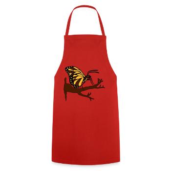 butterfly on branch tree forest insect wing - Cooking Apron - red - Front - AI Model Male 185 dark (185cm)