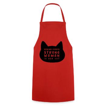 Derrière chaque femme forte se trouve son chat - Tablier de cuisine - rouge - Devant - AI Model Male 185 dark (185cm)