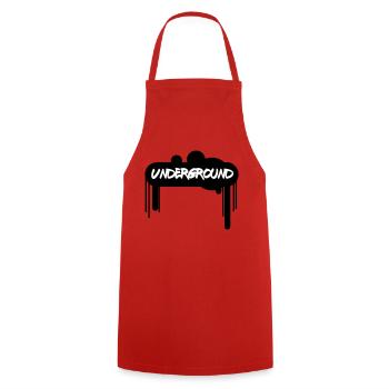 Spray Underground –Graffiti Style Streetart Design - Kochschürze - Rot - Vorne - AI Model Male 185 dark (185cm)