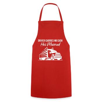 Driver Carries No Cash He's Married - Cooking Apron - red - Front - AI Model Male 185 dark (185cm)