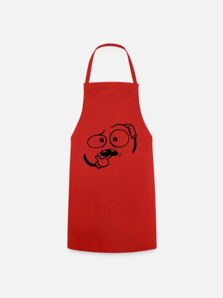 Visage gestuel de la main douteux - Tablier de cuisine - rouge