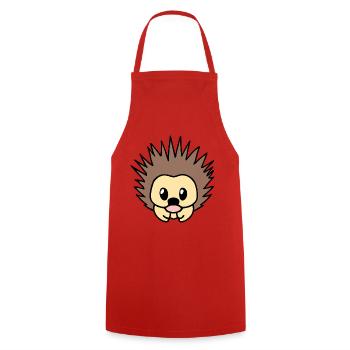 Tousled kawaii hedgehog - Cooking Apron - red - Front - AI Model Male 185 dark (185cm)