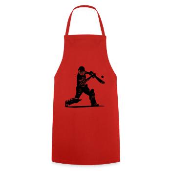 Cricketspieler Silhouette - Kochschürze - Rot - Vorne - AI Model Male 185 dark (185cm)