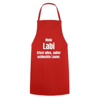 Mein Labi frisst alles, außer schlechte Laune. - Kochschürze - Rot - Vorne - AI Model Male 185 dark (185cm)