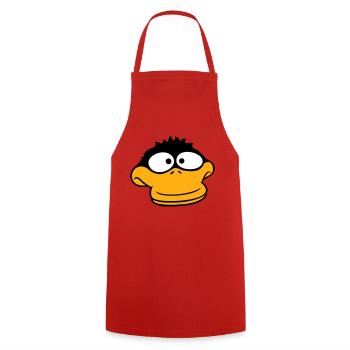 Duck looks funny goofy anxious confused comic - Cooking Apron - red - Front - AI Model Male 185 dark (185cm)