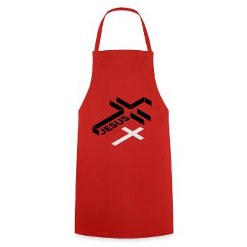 croix jésus - Tablier de cuisine - rouge - Devant - AI Model Male 185 dark (185cm)