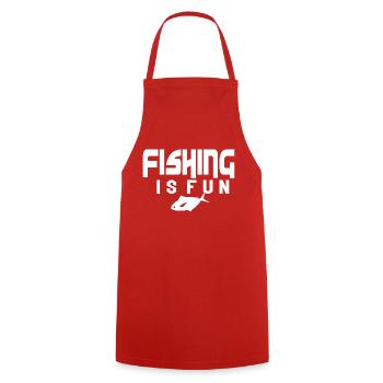 Fishing is fun. Evolution Angler Fishing Fishing - Cooking Apron - red - Front - AI Model Male 185 dark (185cm)