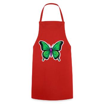 Butterfly - Cooking Apron - red - Front - AI Model Male 185 dark (185cm)