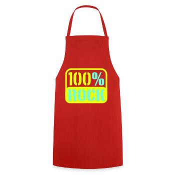 100 % Prozent Rock Heavy Metal Musik Text Logo Fun - Kochschürze - Rot - Vorne - AI Model Male 185 dark (185cm)