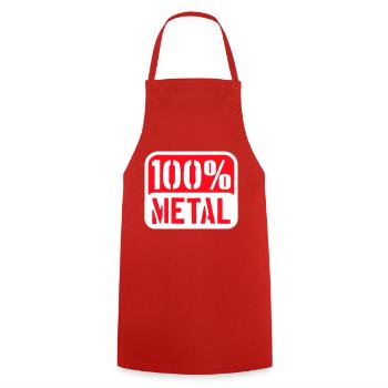 100 % Prozent Heavy Metal Musik Stempel Text Logo - Kochschürze - Rot - Vorne - AI Model Male 185 dark (185cm)