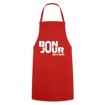 Bonjour tout le monde - Tablier de cuisine - rouge - Devant - AI Model Male 185 dark (185cm)