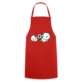 2 Birds Playing Soccer Together Fun Ball Sports - Cooking Apron - red - Front - AI Model Male 185 dark (185cm)