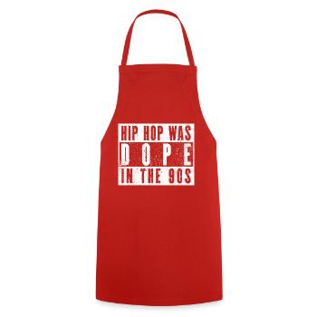 Vibrations hip-hop des années 90 – L’âge d’or - Tablier de cuisine - rouge - Devant - AI Model Male 185 dark (185cm)
