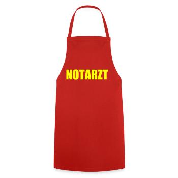 Notarzt - Kochschürze - Rot - Vorne - AI Model Male 185 dark (185cm)