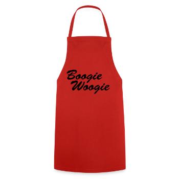 Boogie Woogie Schriftzug - Kochschürze - Rot - Vorne - AI Model Male 185 dark (185cm)