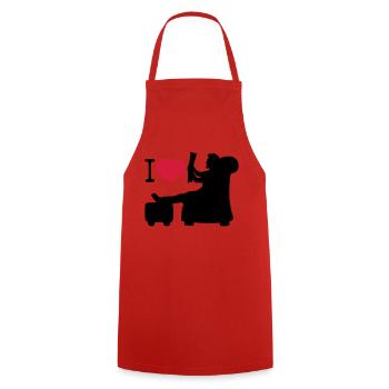 I love heart love newspaper read news wohnzi - Cooking Apron - red - Front - AI Model Male 185 dark (185cm)