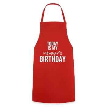 Aujourd’hui, c’est l’anniversaire de mon manager - Tablier de cuisine - rouge - Devant - AI Model Male 185 dark (185cm)