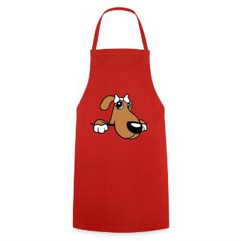 Dog Behind Wall Pretty Lady Bow Female - Cooking Apron - red - Front - AI Model Male 185 dark (185cm)