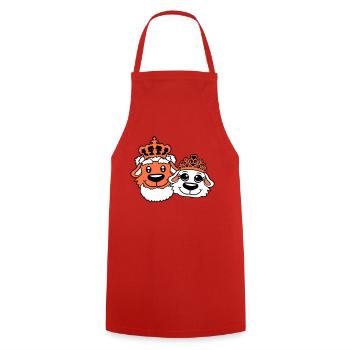 Deux Chiens Couronne Roi Reine Souverain Majesté - Tablier de cuisine - rouge - Devant - AI Model Male 185 dark (185cm)