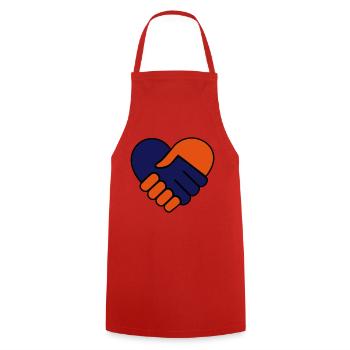 Hand in hand heart orange / red blue - Cooking Apron - red - Front - AI Model Male 185 dark (185cm)