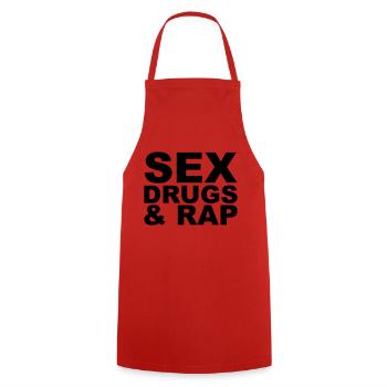 Sex Drugs & Rap - Kochschürze - Rot - Vorne - AI Model Male 185 dark (185cm)