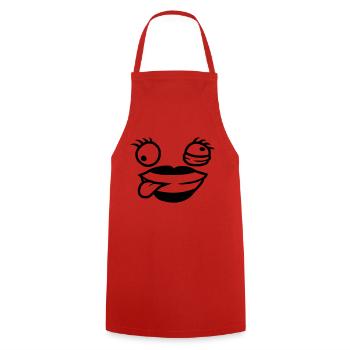 Comic Gesicht verrückte Frau - Kochschürze - Rot - Vorne - AI Model Male 185 dark (185cm)