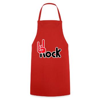 Heavy Metal Hard Rock Music Horns Hand Gesture Logo - Cooking Apron - red - Front - AI Model Male 185 dark (185cm)