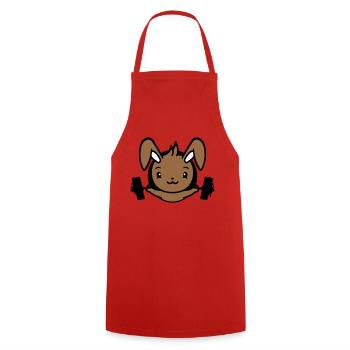 Bunny Bodybuilder Gym Muscles Fort Fitness Poids - Tablier de cuisine - rouge - Devant - AI Model Male 185 dark (185cm)