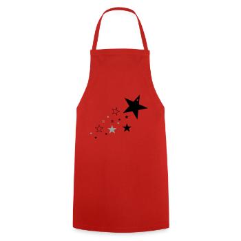Sterne 1 - Kochschürze - Rot - Vorne - AI Model Male 185 dark (185cm)