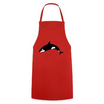 Whales - Cooking Apron - red - Front - AI Model Male 185 dark (185cm)