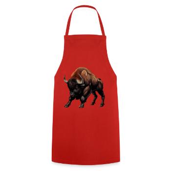 Vache, Buffle, Taureau, Bison - Conception animale - Tablier de cuisine - rouge - Devant - AI Model Male 185 dark (185cm)