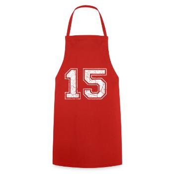 15 in white in the used look - Cooking Apron - red - Front - AI Model Male 185 dark (185cm)