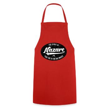THE SPIRIT OF NAZARE, TAKE ME TO THE BIG WAVES - Cooking Apron - red - Front - AI Model Male 185 dark (185cm)
