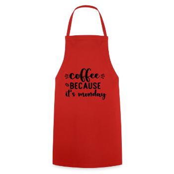 Coffee Because It's Monday - Cooking Apron - red - Front - AI Model Male 185 dark (185cm)