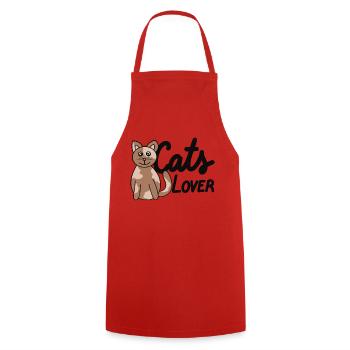cats lover - Cooking Apron - red - Front - AI Model Male 185 dark (185cm)