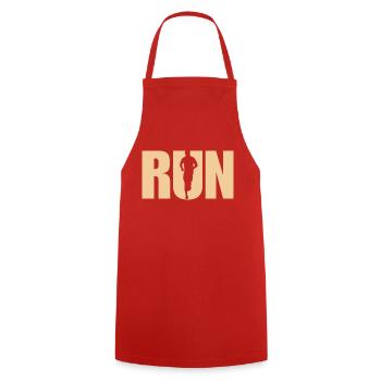 Lauf - sportliche Geschenkidee - Kochschürze - Rot - Vorne - AI Model Male 185 dark (185cm)