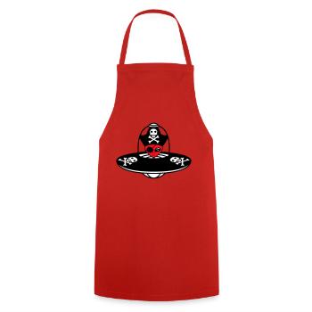 Alien Pirate Ufo Captain Cap Funny Alien - Cooking Apron - red - Front - AI Model Male 185 dark (185cm)