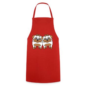 2 chiens carlin filles femmes petites amies équipe filles - Tablier de cuisine - rouge - Devant - AI Model Male 185 dark (185cm)