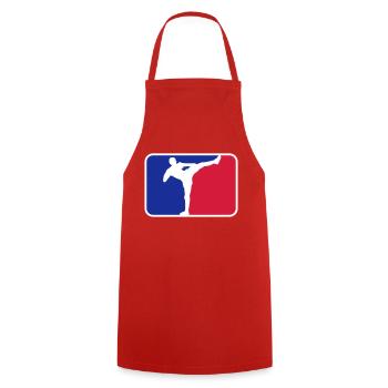 logo bouclier cadre rouge bleu kickboxeur kickboxing ka - Tablier de cuisine - rouge - Devant - AI Model Male 185 dark (185cm)