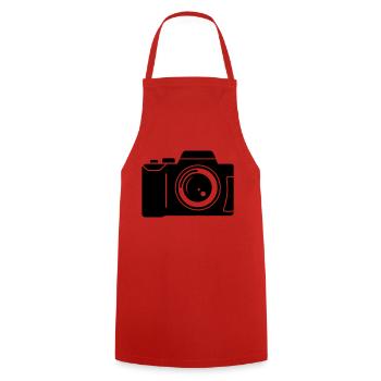 Kamera (Fotoapparat) - Kochschürze - Rot - Vorne - AI Model Male 185 dark (185cm)