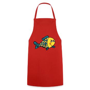 happy fish - Cooking Apron - red - Front - AI Model Male 185 dark (185cm)