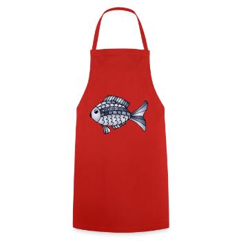 Poisson - Tablier de cuisine - rouge - Devant - AI Model Male 185 dark (185cm)