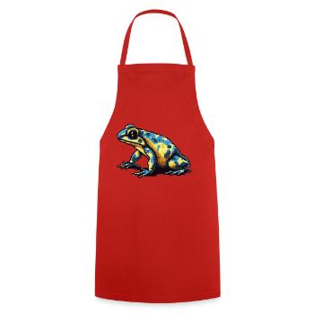 Farbenfroher Retro Pixel Pfeilgiftfrosch in 8 Bit - Kochschürze - Rot - Vorne - AI Model Male 185 dark (185cm)