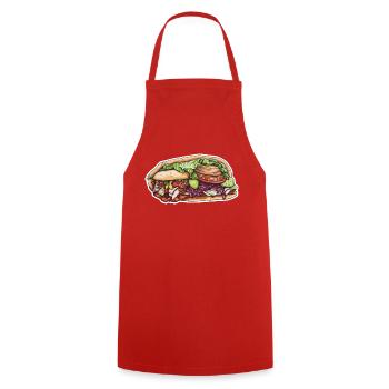 Döner - Kochschürze - Rot - Vorne - AI Model Male 185 dark (185cm)