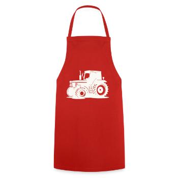 Traktor - Kochschürze - Rot - Vorne - AI Model Male 185 dark (185cm)