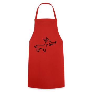 Dog Stands Cute Little Happy Puppy Pet - Cooking Apron - red - Front - AI Model Male 185 dark (185cm)