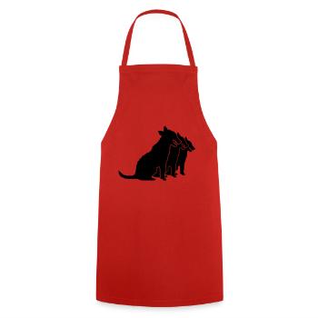 3 Hunde sitzen Team Crew Drei Freunde Silhouette - Kochschürze - Rot - Vorne - AI Model Male 185 dark (185cm)