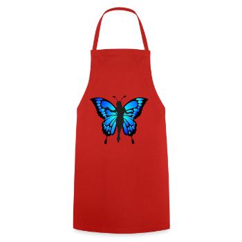 Blue Butterfly - Cooking Apron - red - Front - AI Model Male 185 dark (185cm)
