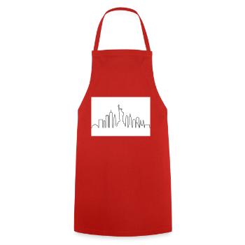 Ligne d’horizon de New York - Tablier de cuisine - rouge - Devant - AI Model Male 185 dark (185cm)